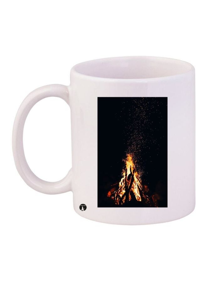 Campfire Printed Coffee Mug White/Yellow/Black 11ounce
