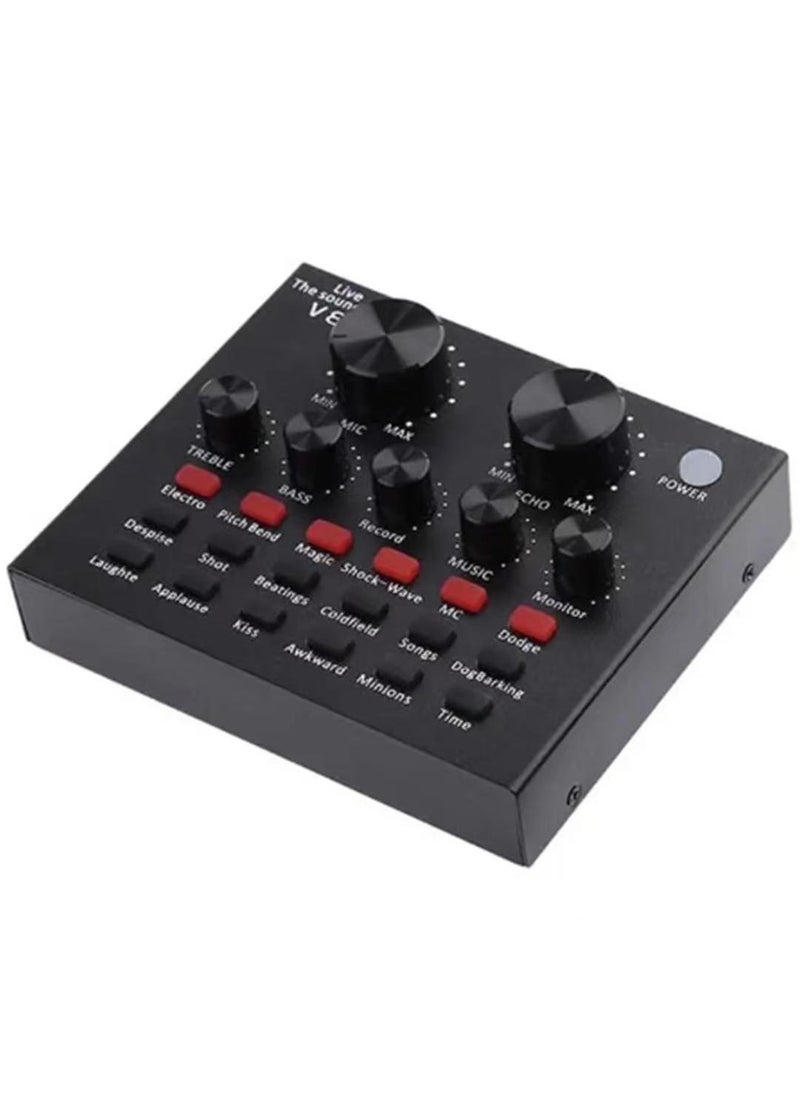 V8K Sound Card Supports Gaming Recording Singing Voice Modulation and Noise Reduction