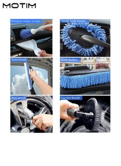 Motim 12Pcs Car Wash Kit, Auto Detailing Cleaning Set, Car Care Kit (No Car Cleaner) with Bucket/Towel/Mitt/Duster/Window Scraper/Tire Brush Complete Car Cleaner Wheel Cleaner Tools for Perfect Car Wash  - Image 2