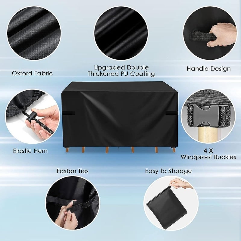 UREVO Outdoor Sectional Furniture Set Cover,Outdoor Table Cover,Patio Cover,Table Chair Sofa Covers, Waterproof Dust Proof Anti UV/Wind, Protective Cover for Garden,Home (213X132cm) - Image 4