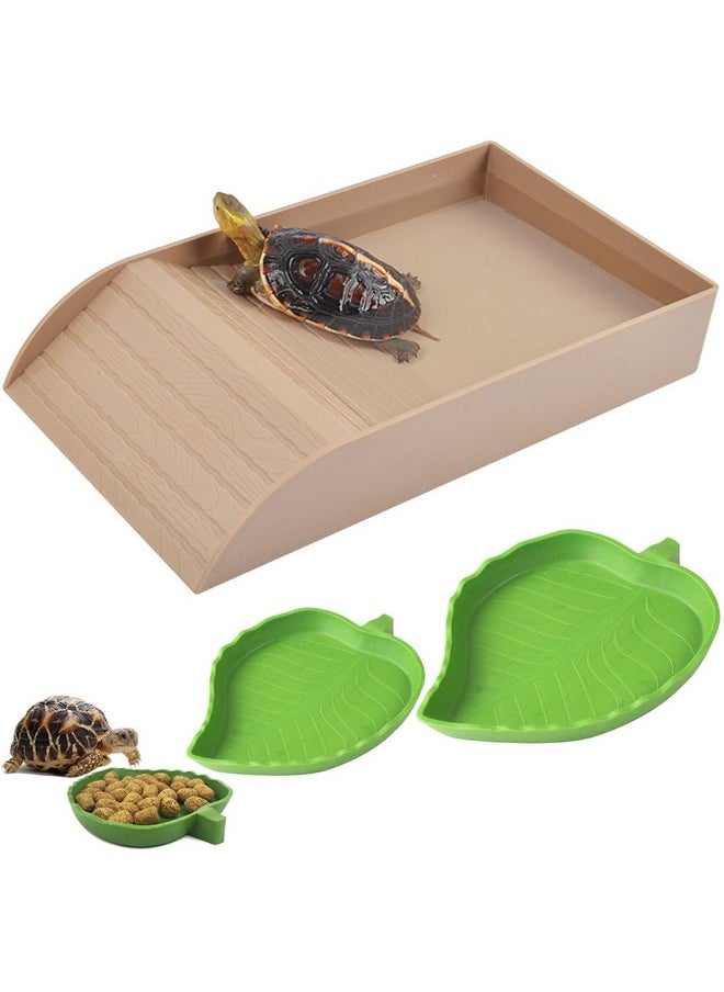 3Pcs Tortoise Food Dish With Ramp And Basking Platform Leaf Tortoise Water Food Bowls Reptile Water Dish Turtle Reptile Pool For Amphibians Brown - pzsku/Z304A7775E388C53E9672Z/45/_/1726221228/b113ba50-cb16-44d9-bb44-51db71687fba