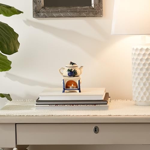 Zingz & Thingz Cottage Core Collection Porcelain Teapot Stove Oil Warmer, White, 3.875x3.125x5.375 - Image 5