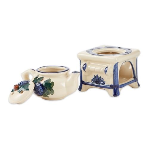Zingz & Thingz Cottage Core Collection Porcelain Teapot Stove Oil Warmer, White, 3.875x3.125x5.375 - Image 2