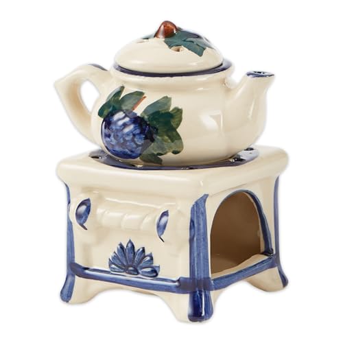 Zingz & Thingz Cottage Core Collection Porcelain Teapot Stove Oil Warmer, White, 3.875x3.125x5.375 - Image 1