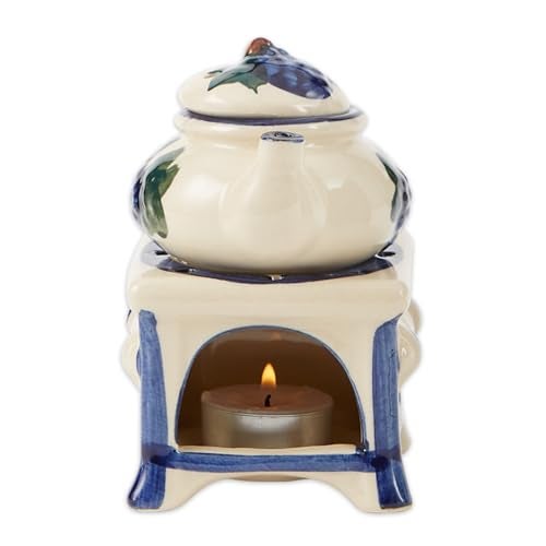 Zingz & Thingz Cottage Core Collection Porcelain Teapot Stove Oil Warmer, White, 3.875x3.125x5.375 - Image 3