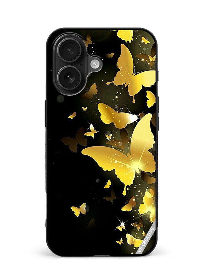 VR CREATIVE Protective Case Cover For Apple iPhone 16 Yellow Butterflies Flying Design Multicolour