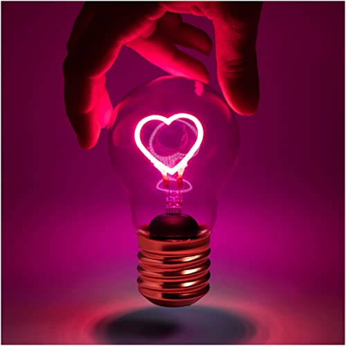 Suck UK Pink Lamp Heart Light Bulb Bedroom Accessories Pink Bedside Lamp Cordless Heart Light Bulb Rechargeable Battery LED Neon Lights Vintage Edison Bulbs USB Charging Night Lights - Image 1