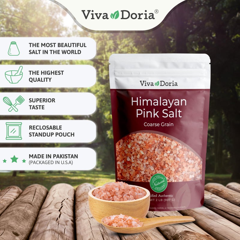 Viva Doria Rainbow Peppercorns Blend 12 oz & Himalayan Pink Salt, Coarse Grain, 2 lb - Steam Sterilized Mixed Whole Peppercorns and Coarse Salt for Grinder Refills, 2-Set Combo Pack - Image 3
