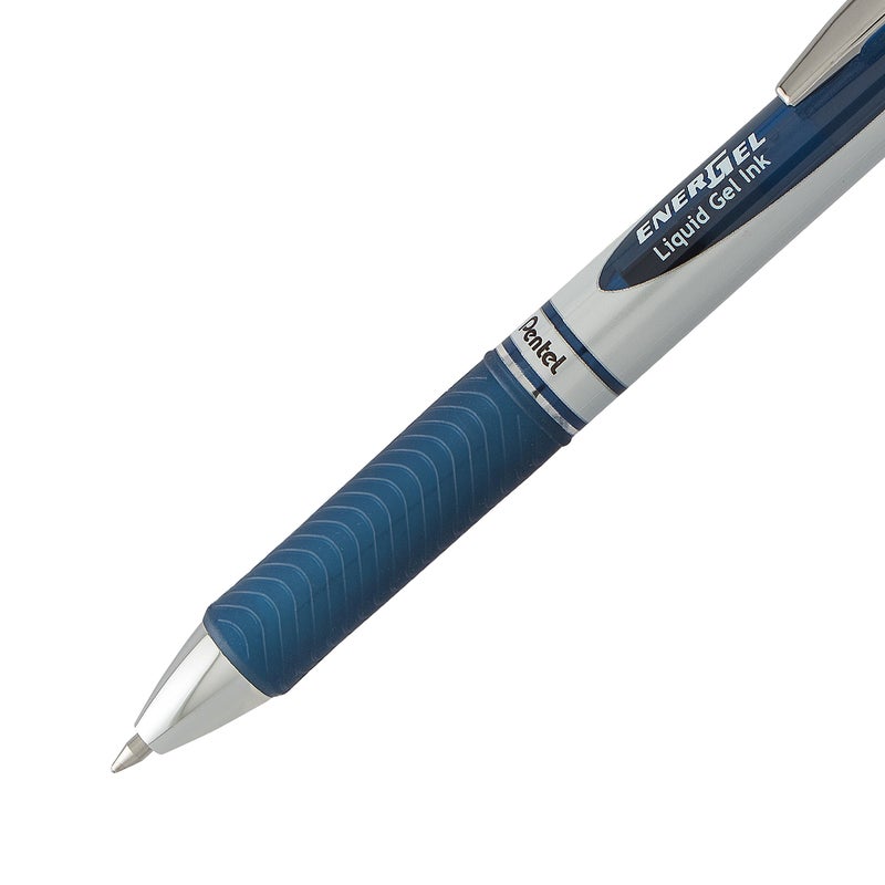 Pentel EnerGel RTX Retractable Liquid Gel Pen, (0.7mm) Metal Tip, Medium Line, Navy Blue Ink 2-Pk (BL77BP2CA) - Image 4