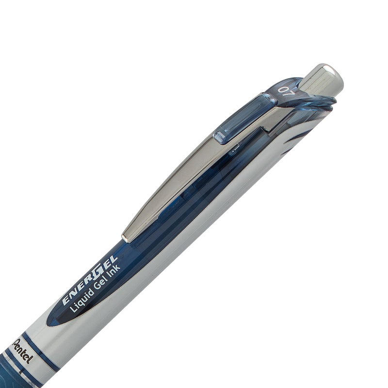 Pentel EnerGel RTX Retractable Liquid Gel Pen, (0.7mm) Metal Tip, Medium Line, Navy Blue Ink 2-Pk (BL77BP2CA) - Image 3