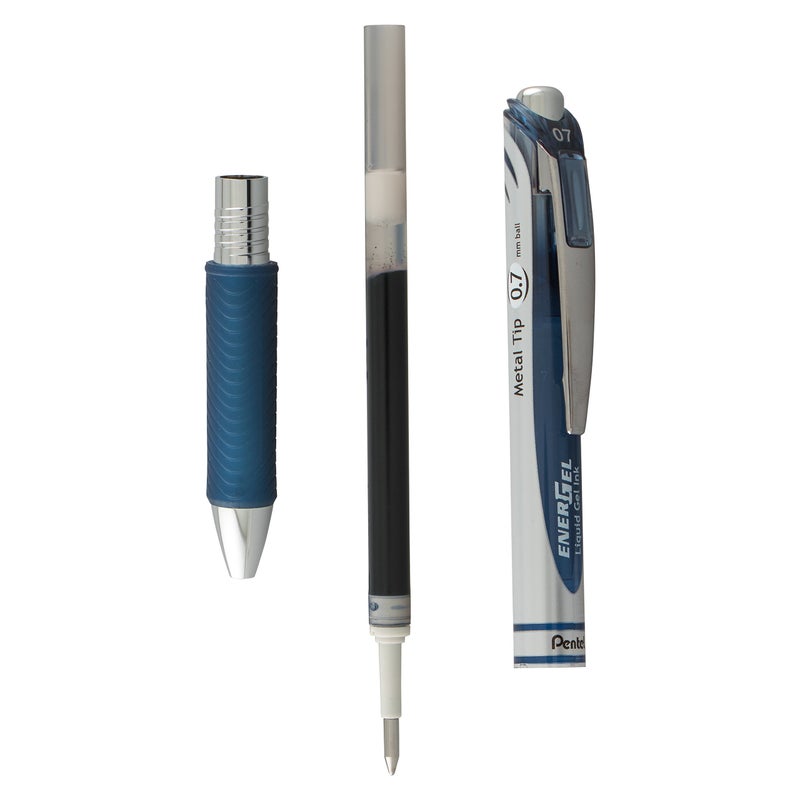 Pentel EnerGel RTX Retractable Liquid Gel Pen, (0.7mm) Metal Tip, Medium Line, Navy Blue Ink 2-Pk (BL77BP2CA) - Image 5