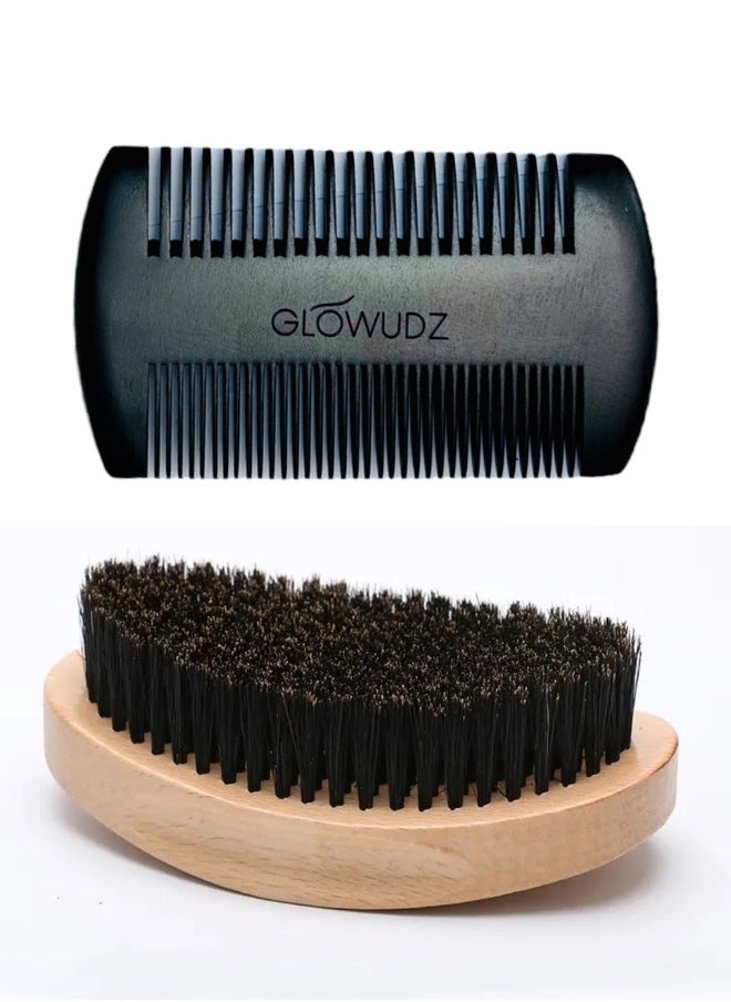 Glowudz wooden beard and comb set for men 