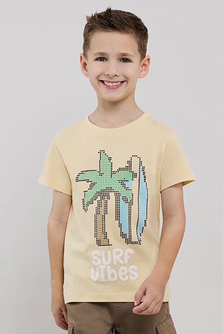 R&B Printed T-Shirt with Crew Neck and Short Sleeves