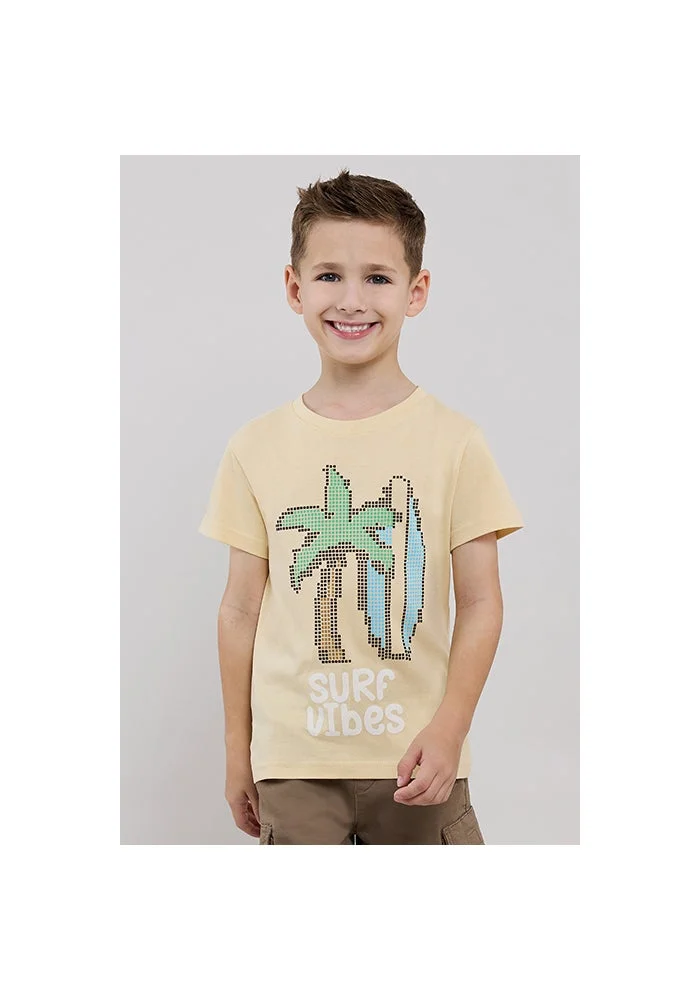 أر أند بي Printed T-Shirt with Crew Neck and Short Sleeves
