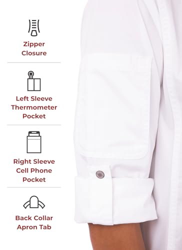 Chef Works Men's Hartford Chef Coat, White, Large - Image 3