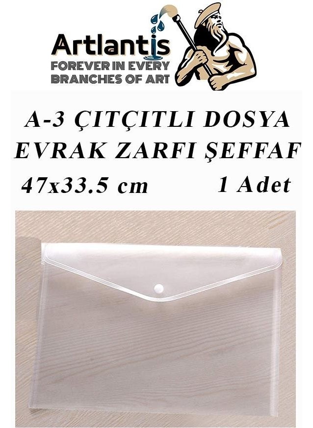 Artlantis حقيبة أكريليك شفافة A3 قطعة واحدة حقيبة طي شفافة A-3 مقاس 47X33.5 سم حجم كبير  - Image 1