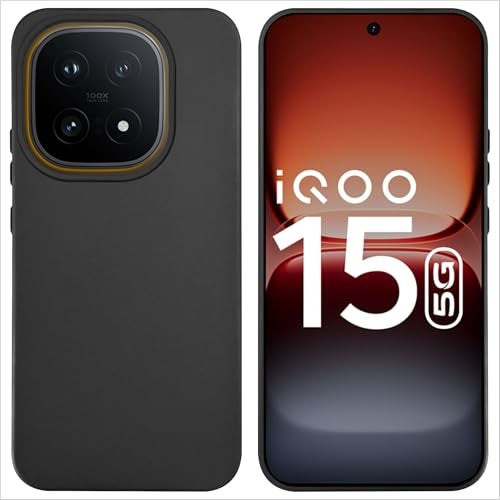 SBMS غطاء خلفي سيليكون SBMS لهاتف iQOO 15 5G | بطانة داخلية من الألياف الدقيقة الناعمة | حماية للكاميرا مع نتوءات | غطاء خلفي مقاوم للصدمات لهاتف iQOO 15 5G (كاندي كلوث_أسود) - Image 1