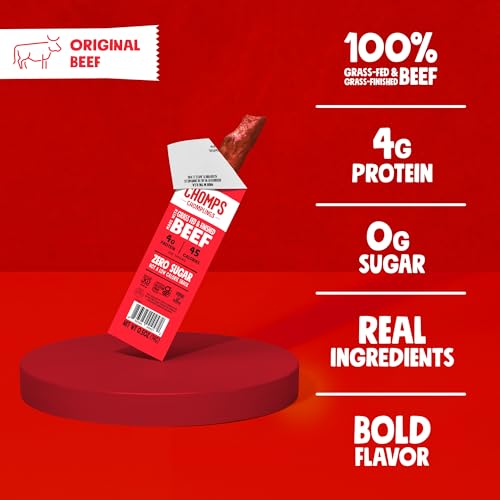 Chomps Snack Size Grass-Fed Original Beef Jerky Snack Sticks 0.5oz 24-Pack - Keto, Paleo, Whole30, 4g Lean Meat Protein, Gluten-Free, Zero Sugar Food, Non-GMO Chomplings - Image 3