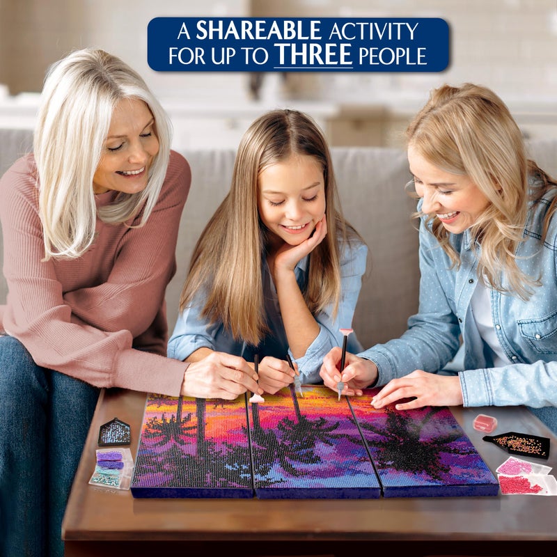 ArtSkills Diamond Painting Kit, Diamond Art on Framed Canvas with Gem Storage Case and Accessory Kit, Beach, 3 Stretched Canvas Panels, 14â€ x 7â€ Each - Image 5