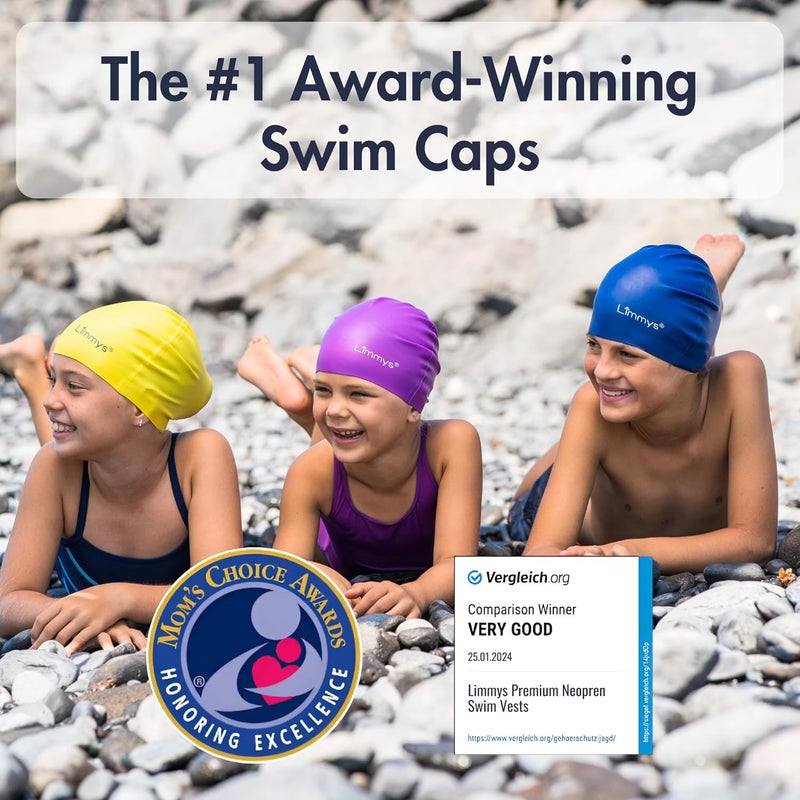 Limmys Kids Swim Cap – 100% Silicone Swim Cap for Boys and Girls – Soft, Stretchy & Comfortable Swimming Cap – Designed for Comfort & Durability - Image 3