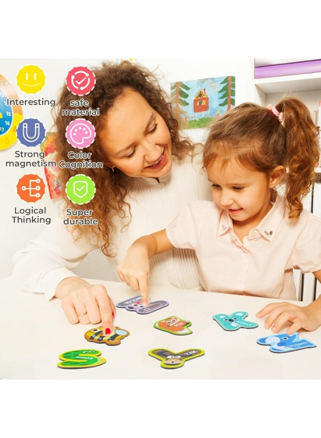 مكمهينغ بوب مغناطيسات الثلاجة على شكل حروف الأبجدية الحيوانية، 26 لغزًا من الأبجدية للأطفال الصغار من 3 إلى 5 سنوات، ألعاب مونتيسوري STEM، هدية سفر للأولاد والبنات - Image 3