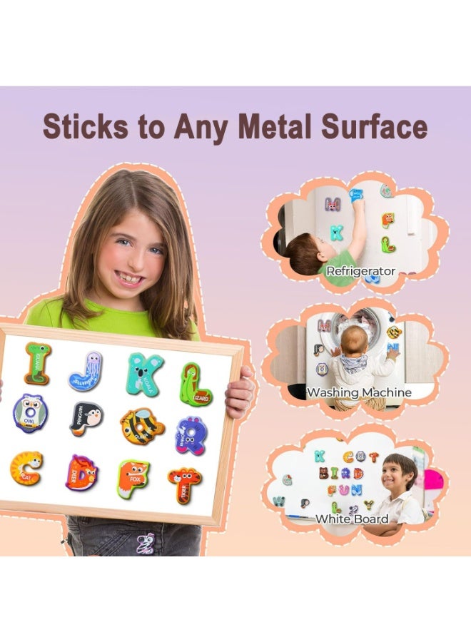 مكمهينغ بوب مغناطيسات الثلاجة على شكل حروف الأبجدية الحيوانية، 26 لغزًا من الأبجدية للأطفال الصغار من 3 إلى 5 سنوات، ألعاب مونتيسوري STEM، هدية سفر للأولاد والبنات - Image 4