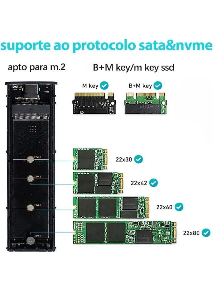 M.2 NVMe to USB-C Enclosure – External SSD Adapter with USB 3.1 Gen 2, 10Gbps for M-Key PCIe SSDs - Image 3