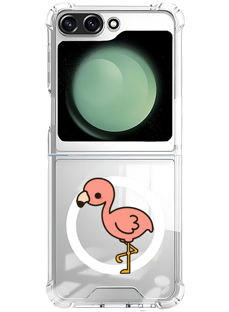 Theodor Magnetic Case for Samsung Galaxy Z Flip 6 Compatible with MagSafe Wireless Charging, Shockproof Phone Bumper Cover Flamingo - Image 1
