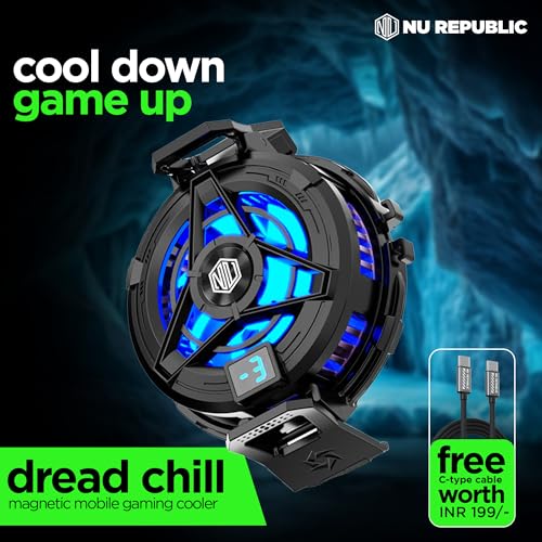 Nu Republic Dread Chill Mobile Gaming Cooler |Mobile Cooler | Gaming Fan | for Instant Cooling Advanced Refrigeration Chip & LED Temperature Display Compatible for Android and iPhones - (Black) - Image 2