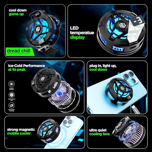 Nu Republic Dread Chill Mobile Gaming Cooler |Mobile Cooler | Gaming Fan | for Instant Cooling Advanced Refrigeration Chip & LED Temperature Display Compatible for Android and iPhones - (Black) - Image 3