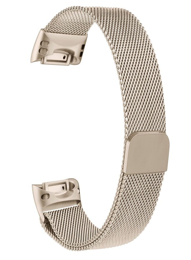 Mugust Metal Band for Fitbit Charge 6 Bands for Women Men, Wristband Mesh Bracelet Replacement Strap for Fitbit Charge 6, Champagne Gold - Image 2