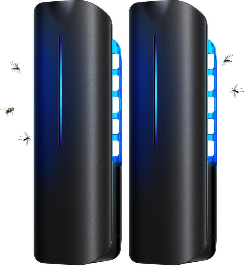 BURLAN Fruit Fly Traps Indoor for Home: Plug in Mosquito Bug Zapper Gnat Moth Catcher with 9W Night UV Light, 2 Devices 20 Sticky Glue Board Refills for Indoors Flying Insect Trap - Image 1