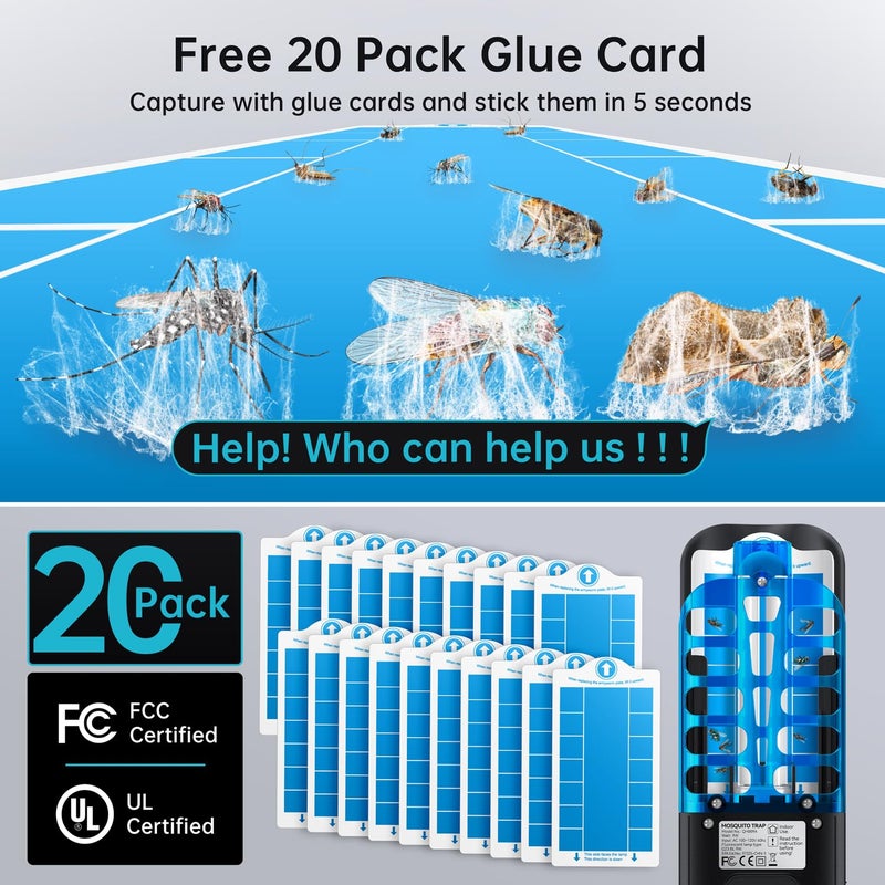 BURLAN Fruit Fly Traps Indoor for Home: Plug in Mosquito Bug Zapper Gnat Moth Catcher with 9W Night UV Light, 2 Devices 20 Sticky Glue Board Refills for Indoors Flying Insect Trap - Image 5
