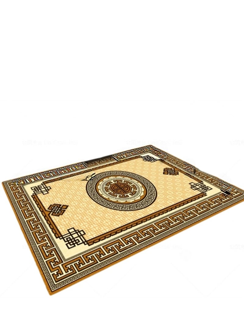 Washable Carpet, Modern Non-Slip Area Rugs with Print Boho, Home Decor Thin Vintage Floor Carpet Indoor Mat Floral Print Rugs for Living Room Bedroom Dining Room Office (Gold 200*300cm)  - Image 2