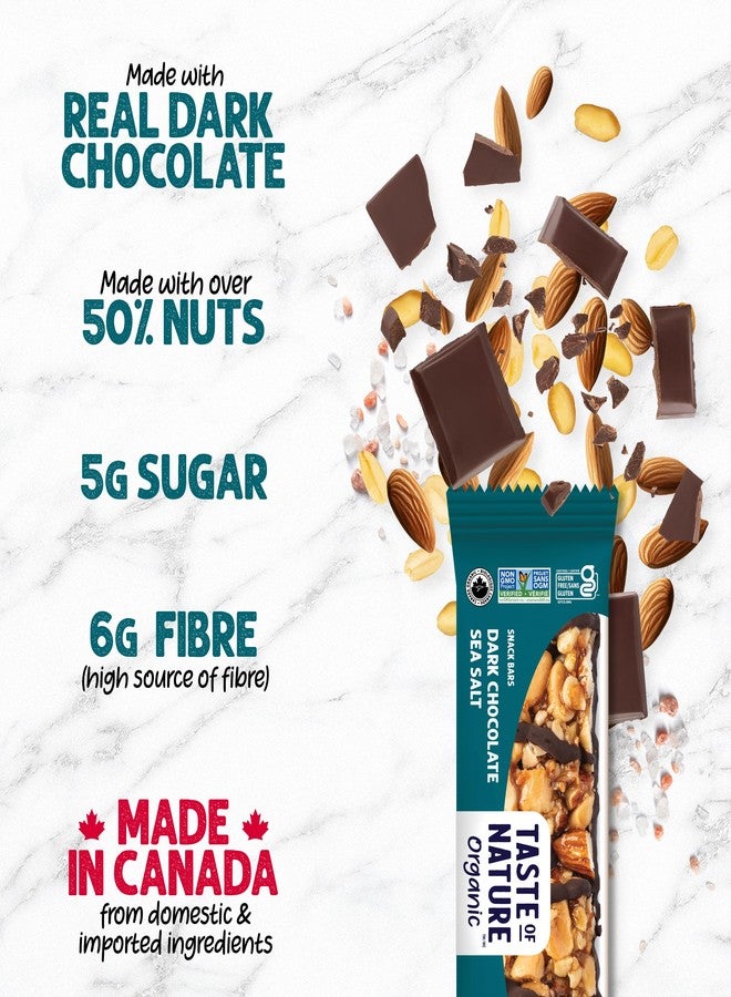 Taste of Nature Organic Dark Chocolate Snack Bars - Healthy, Low Sugar, Low Sodium, Gluten-Free, Vegan, Non-GMO, Kosher Dairy - 16 x 40g (16 x 40g, Sea Salt) - Image 3