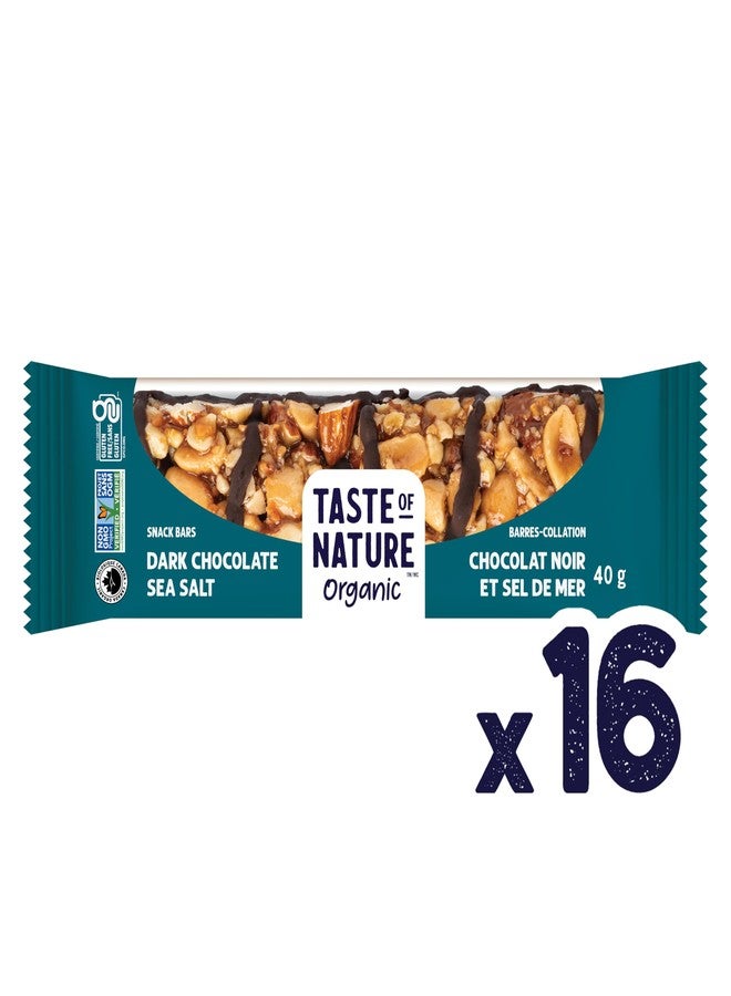 Taste of Nature Organic Dark Chocolate Snack Bars - Healthy, Low Sugar, Low Sodium, Gluten-Free, Vegan, Non-GMO, Kosher Dairy - 16 x 40g (16 x 40g, Sea Salt) - Image 2