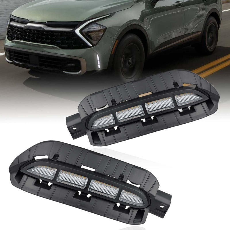 PGTOPONE Switchback WhiteAmber LED Front Bumper Fog Light DRL Amber Sequential Turn Signal Feature Compatible with Kia Sportage 2023 2024 XPro Prestige Replacement Front Bumper Trim