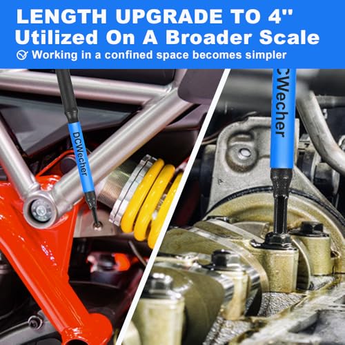 DCWecher 10-Piece Impact Allen Key Drill Bit Set - 4-Inch Long Hex Bit Set (SAE), Magnetic Head, S2 Alloy Steel, 1/4'' Hex-Shank, for DIY Furniture Assembly & Car Repairs, by DCWecher - Image 4