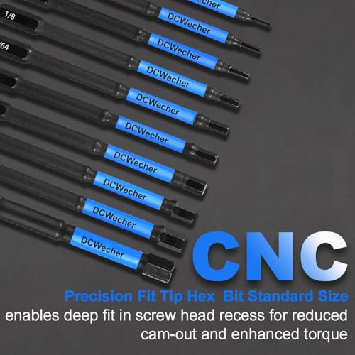 DCWecher 10-Piece Impact Allen Key Drill Bit Set - 4-Inch Long Hex Bit Set (SAE), Magnetic Head, S2 Alloy Steel, 1/4'' Hex-Shank, for DIY Furniture Assembly & Car Repairs, by DCWecher - Image 3