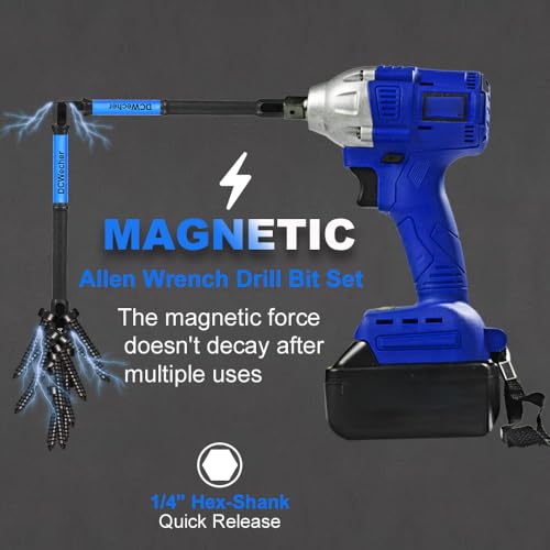 DCWecher 10-Piece Impact Allen Key Drill Bit Set - 4-Inch Long Hex Bit Set (SAE), Magnetic Head, S2 Alloy Steel, 1/4'' Hex-Shank, for DIY Furniture Assembly & Car Repairs, by DCWecher - Image 5