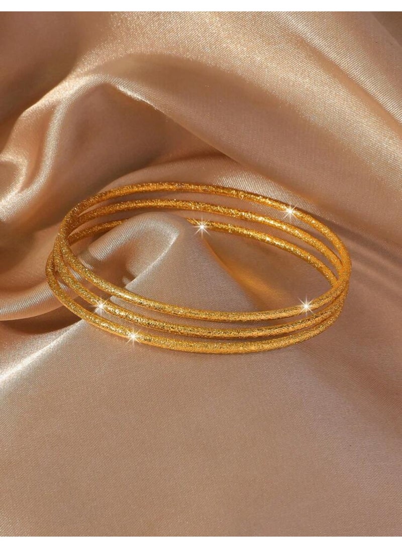 GOLDMAX 21k Gold Plated 3 Bangles Set For Women Size 19cm - Image 2