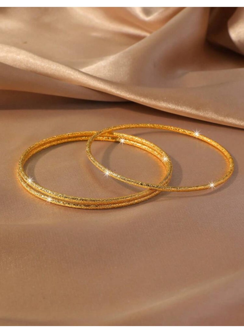 GOLDMAX 21k Gold Plated 3 Bangles Set For Women Size 19cm - Image 1