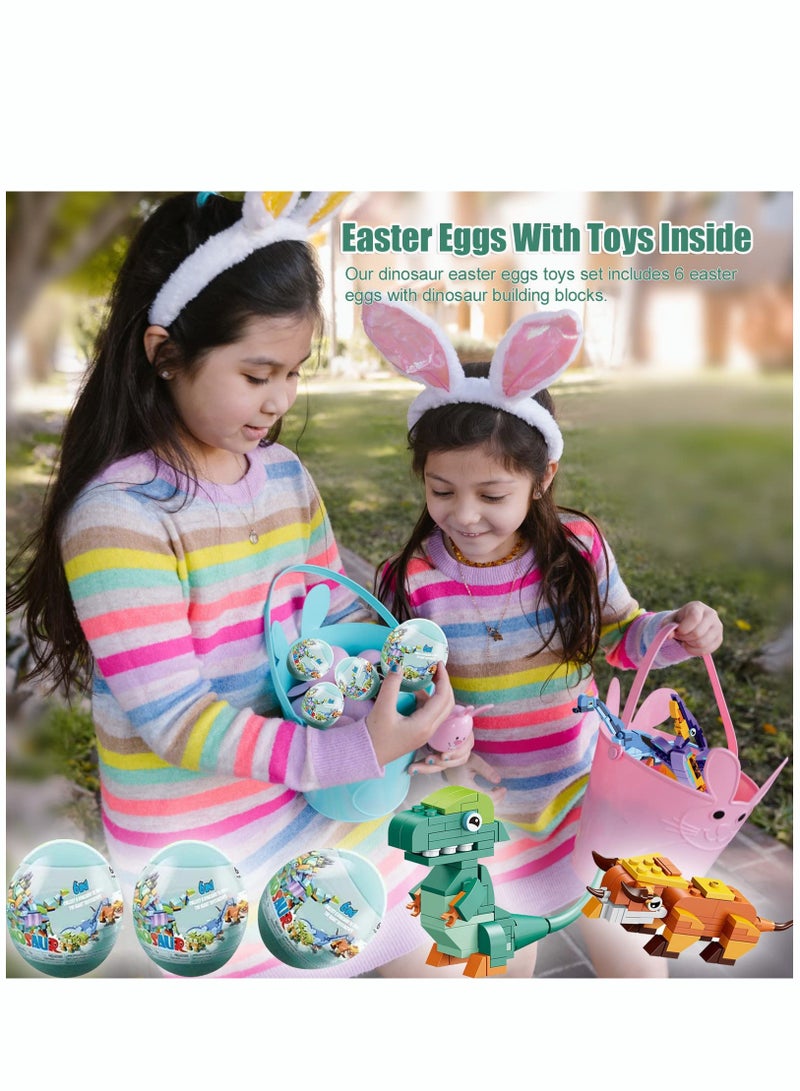 بايبي لعبة عيد الفصح البيض الجاهزة مع الديناصورات لبنات البناء للأطفال بيضة عيد الفصح سلال جديدة محشوة عيد الفصح الطرف الفتيان والفتيات المفضلة - Image 3