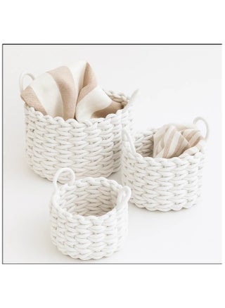 Woven Basket, Nursery Storage Basket Set of 3pcs Round White Storage Basket with Handles, For Shelves Cutton Rope Basket with Woven Design For Storage - pzsku/Z304B5E66C2B02851B9C0Z/45/1750078292/e35a7642-328a-43f3-a9cb-027051442da7