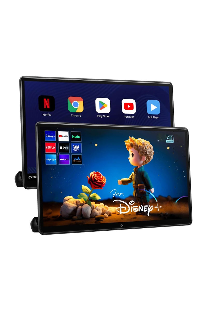 رايموس شاشة Raymos RAH-1408 لمسند رأس السيارة، 14 بوصة، نظام أندرويد 14 | شاشة 4K، 4 جيجابايت + 64 جيجابايت، HDMI، انعكاس لاسلكي، إضاءة محيطة (قطعتان) - Image 1