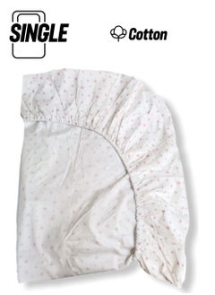 Bebek Özel Baby Special Cotton Baby and Kids Fitted Sheet with Pink Stars on White 70 x 140 cm 