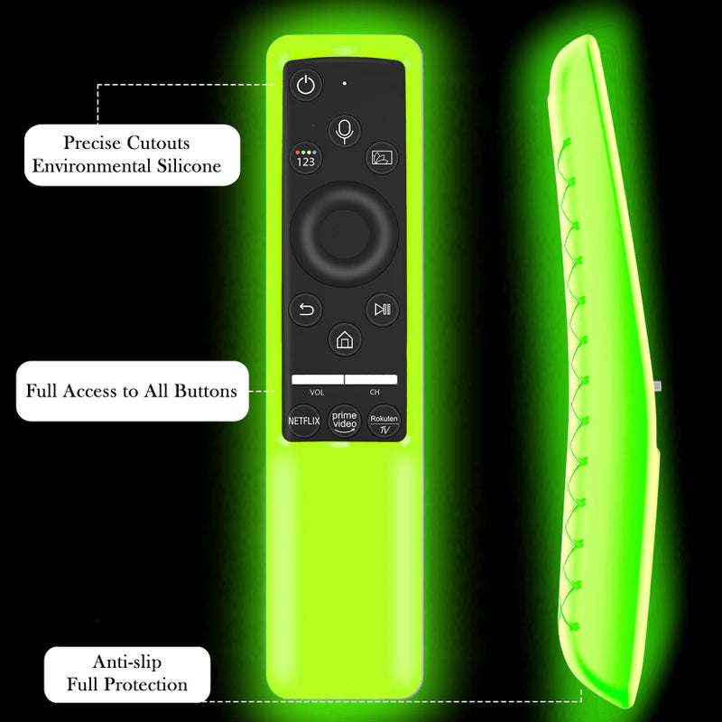 Lambcare Case Compatible with Samsung Smart TV Remote Controller BN59 Series, Light Weight Silicone Cover Protector Shockproof Anti-Slip Remote Skin Sleeve - Green Glow in The Dark - Image 4
