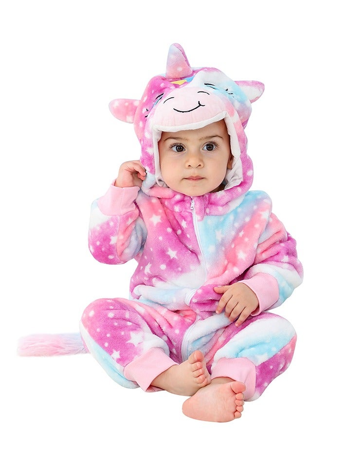 Loquat Flannel Children's Climbing Clothes Baby Autumn Winter Long Sleeved Clothes Jumpsuit Newborn Cartoon Jumpsuit  - Image 1