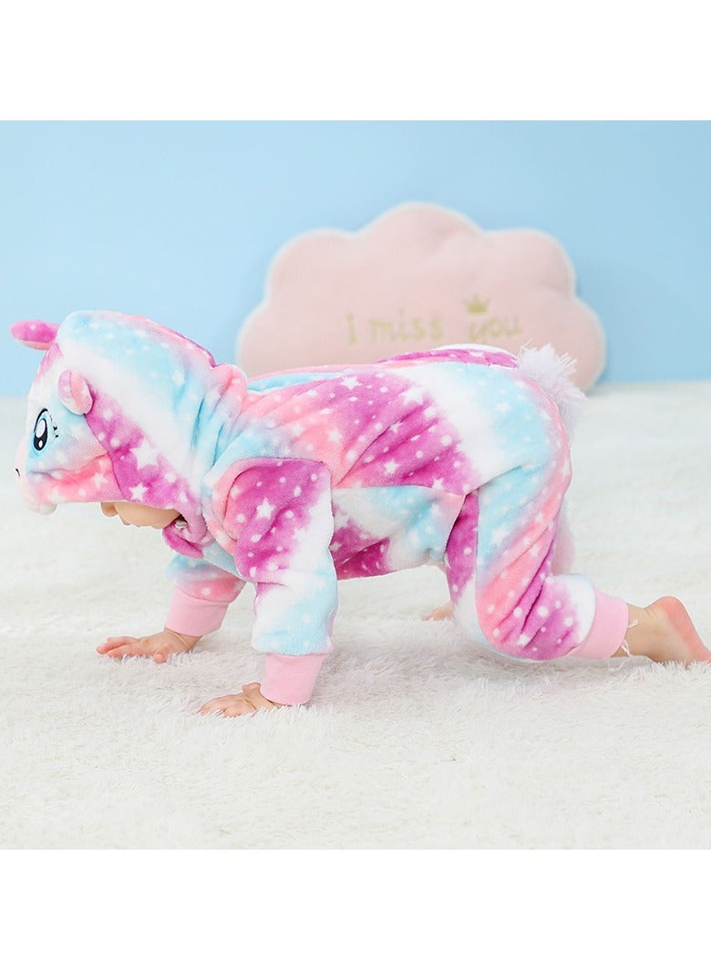 Loquat Flannel Children's Climbing Clothes Baby Autumn Winter Long Sleeved Clothes Jumpsuit Newborn Cartoon Jumpsuit  - Image 3