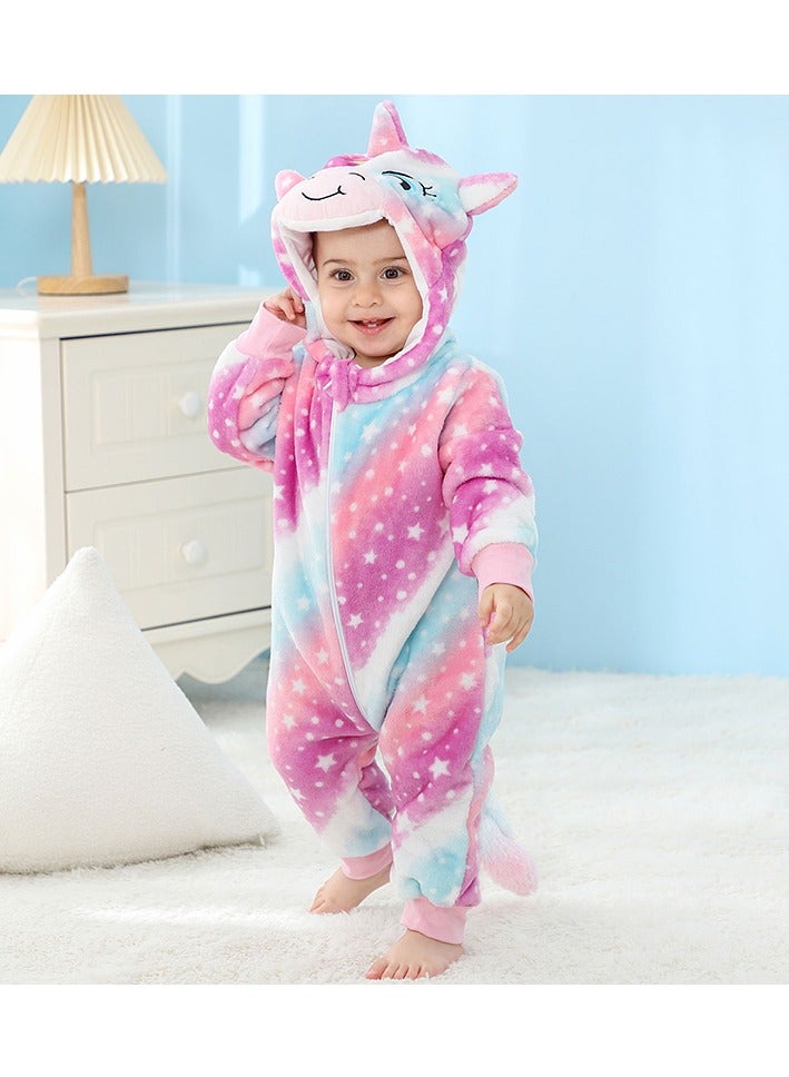 Loquat Flannel Children's Climbing Clothes Baby Autumn Winter Long Sleeved Clothes Jumpsuit Newborn Cartoon Jumpsuit  - Image 2